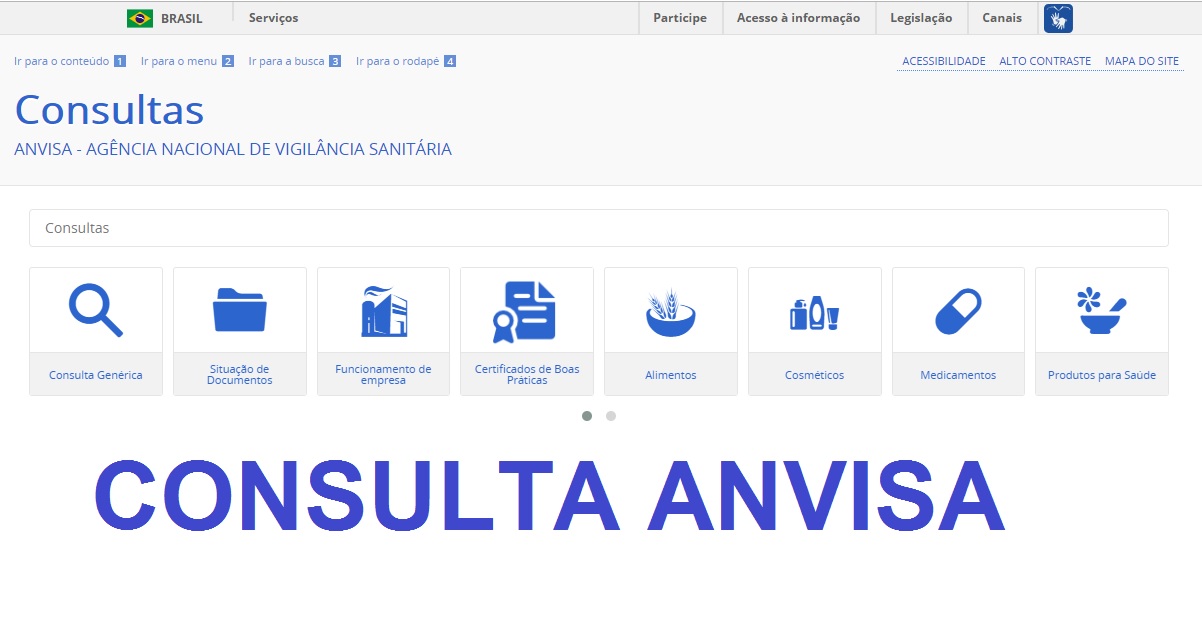 CONSULTA ANVISA DE PRODUTOS REGISTRADOS ALIMENTOS COSMÉTICOS E SANEANTES
