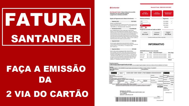 SANTANDER FATURA DO CARTÃO DE CRÉDITO FÁCIL – 2 VIA DA FATURA SANTANDER