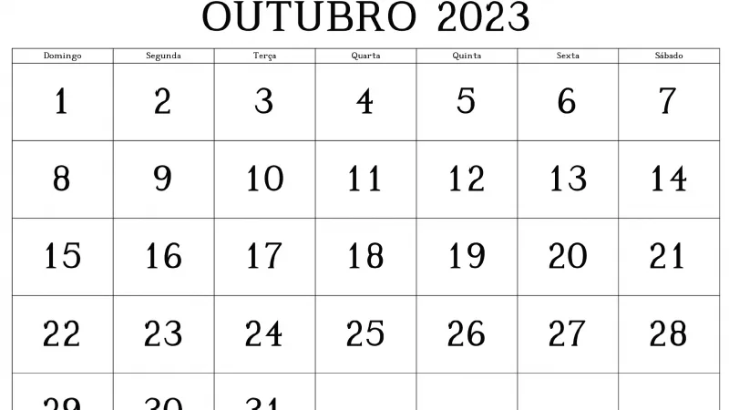 CALENDÁRIO OUTUBRO DE 2023 COM FERIADOS