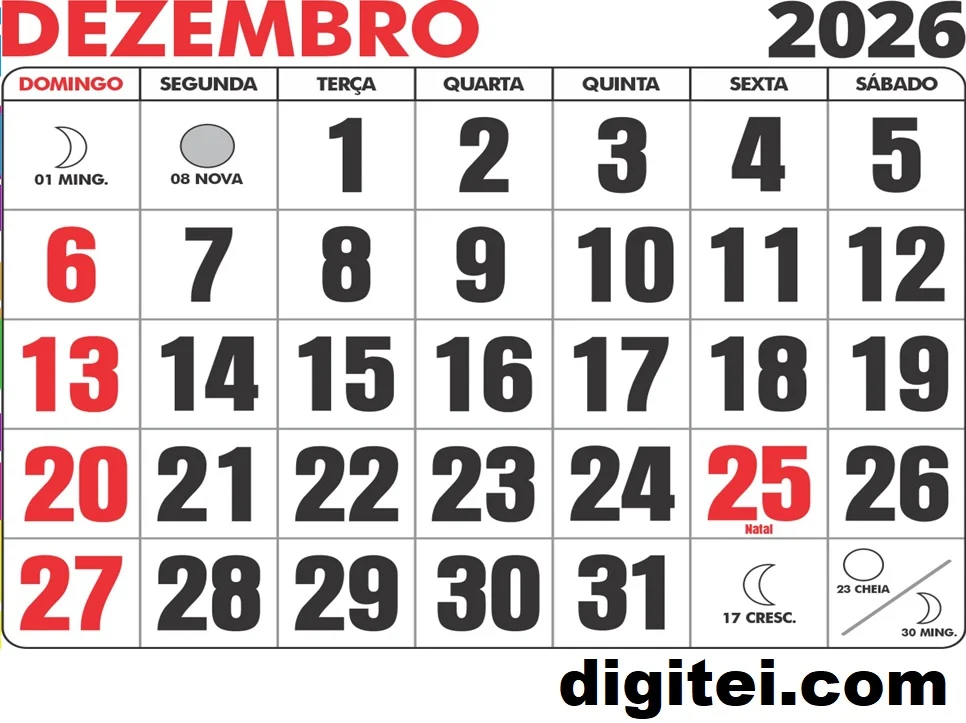 calendario dezembro 2026